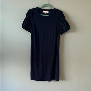 Cute Navy Puff Sleeve Dress